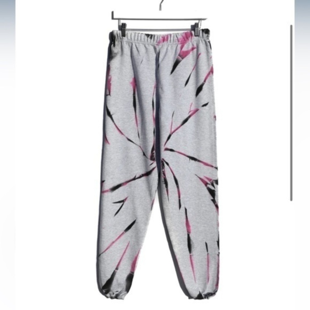 NWOT MYRRHE Joggers / Black Pink Heather Grey tie-dye Size small